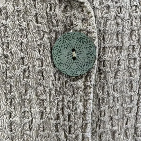 FOCUS Moss Green Waffle Textured Cotton Casual Jacket Size Large Lagenlook - Picture 2 of 4